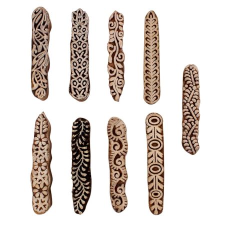 Set of 9 Piece New Mix Wooden Printing Blocks